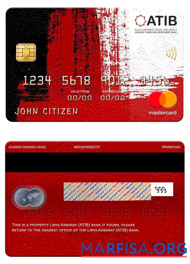 Realistic Libya Assaray (ATIB) bank mastercard sample